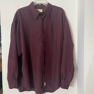 J.Khaki Men Long Sleeve Button Up Made In Hong Kong XL Maroon
